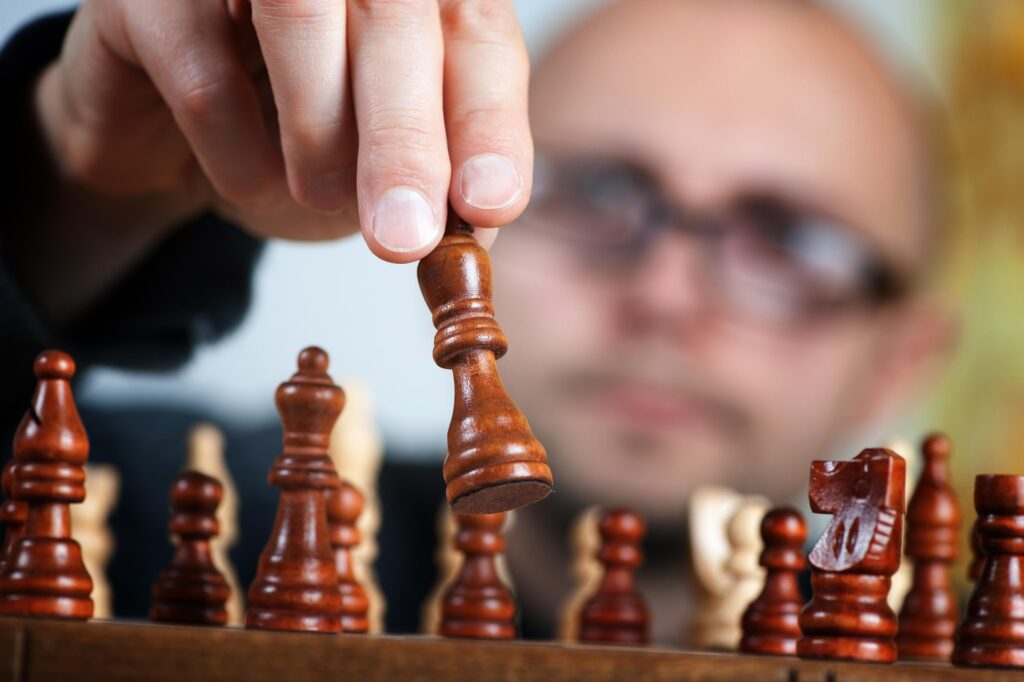 A man playing chess